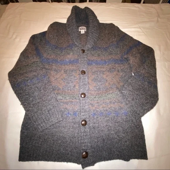Woolrich Brown and Blue Patterned Cardigan